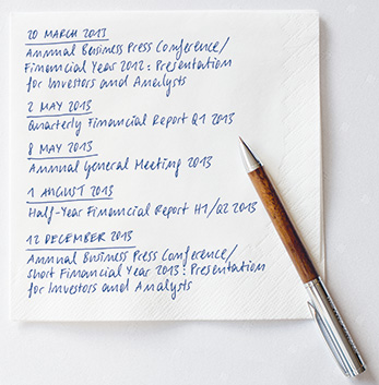 Financial Calendar on a napkin (Foto)