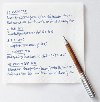 Finanzkalender auf einer Serviette (Foto)