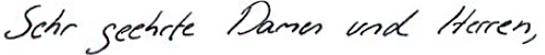Anrede &bdquo;Sehr geehrte Damen und Herren&ldquo; (Handschrift)