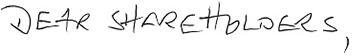Dear shareholders (handwriting)