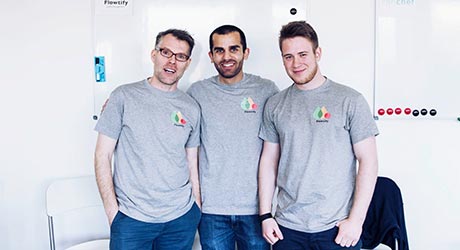 Flowtify Founder Daniel Vollmer & Gabriel Schlatter & Parchin Mortazi (photo)